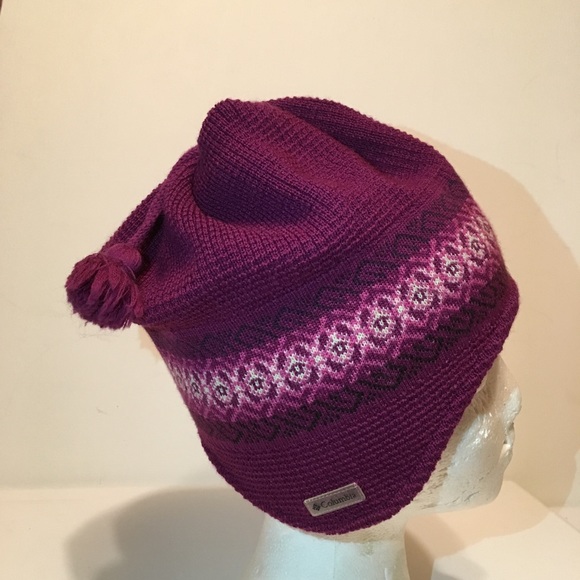 Columbia Accessories - Columbia Wool Stocking Hat Purple Fleece Lined O/S